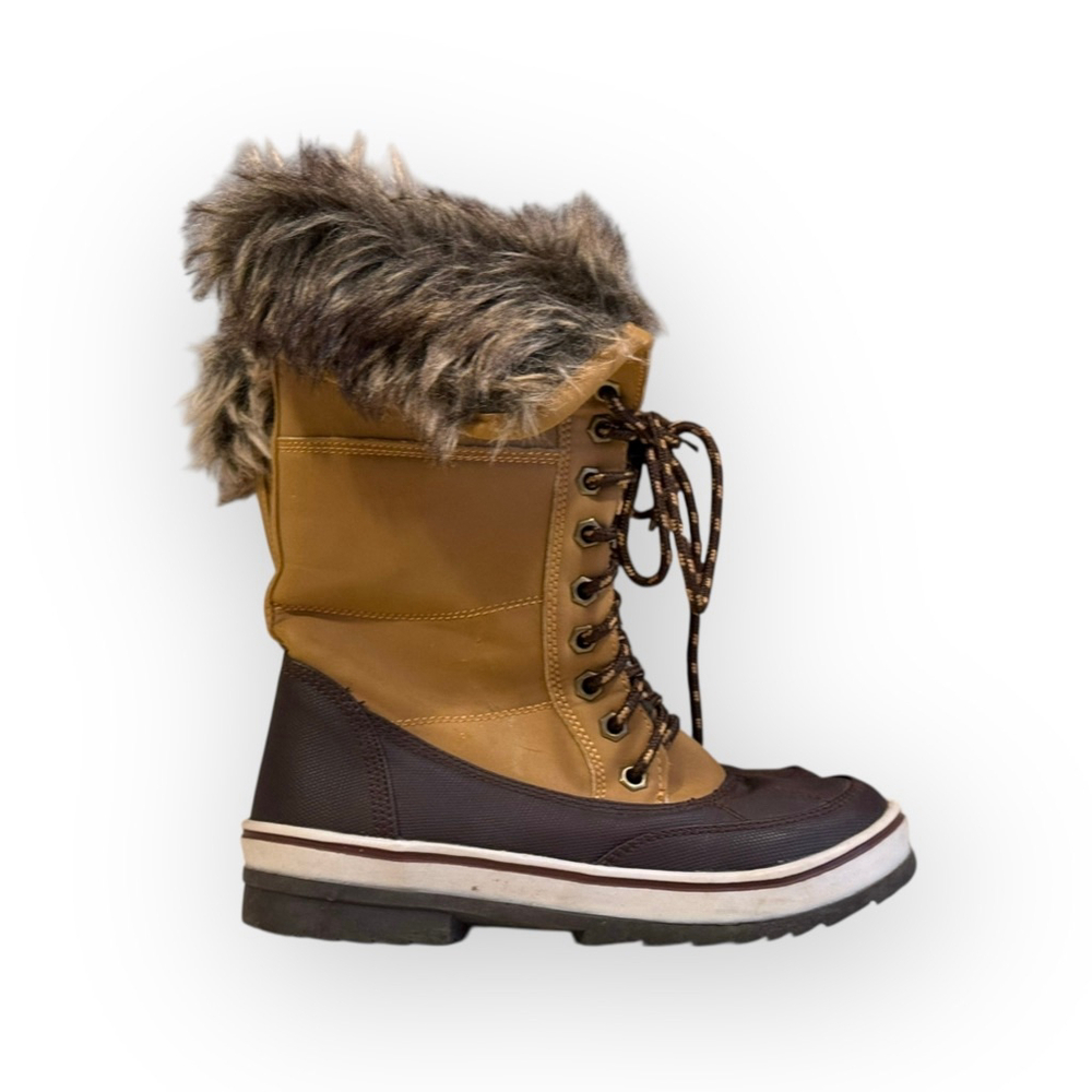 Rue21 Women’s Tan Brown Faux Fur Lace-Up Winter Snow Boots Size 6/7 W22750-01​ - Picture 6 of 9
